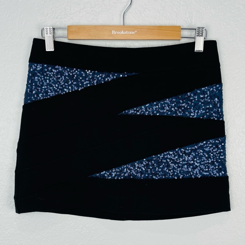EXPRESS BLUE SEQUINS BODY CON MINI SKIRT